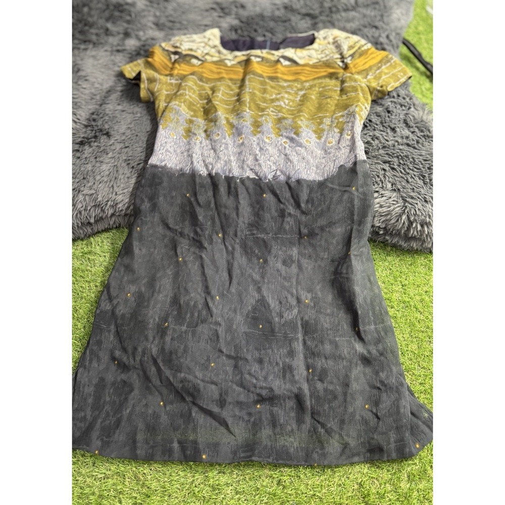 Vintage Michael Blair Dress Womens Size 10‎ M Dip Dye Color Block Western Yellow